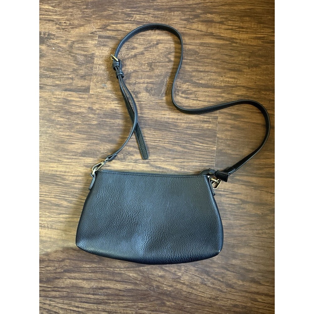 Anthropologie Purse Shoulder Bag Crossbody Black Adjustable Zipper Close Clean!
